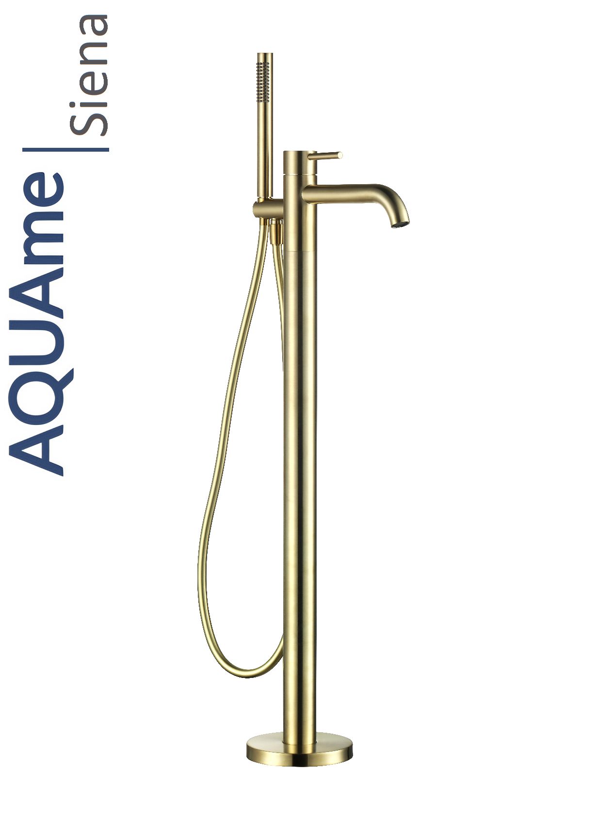 Смеситель для ванны AQUAme Siena напольный шлифованное золото AQM6218BG